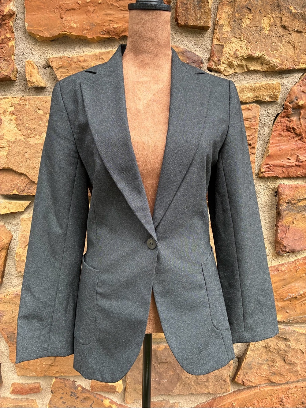 Zara Charcoal Single-Button Tailored Blazer